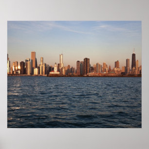 USA, Illinois, Chicago, City skyline över Sjö Poster