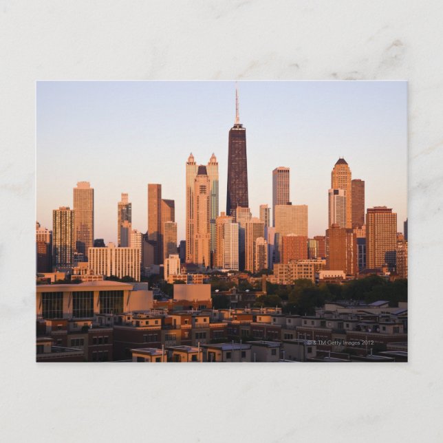 USA, Illinois, Chicago, City skyline vid sunset Vykort (Framsida)