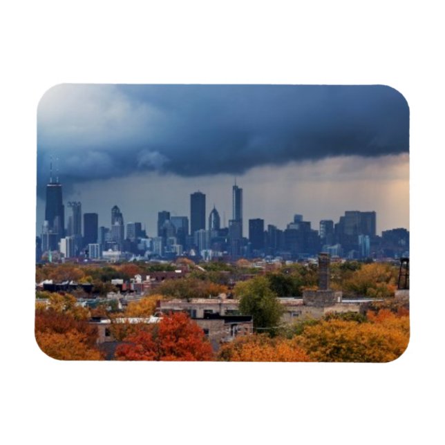 USA, Illinois, Chicago, cityscape Magnet (Horisontell)