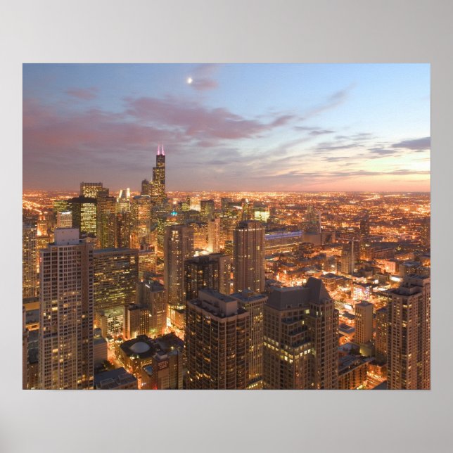 USA, Illinois, Chicago: Evening View of the Loop Poster (Framsidan)