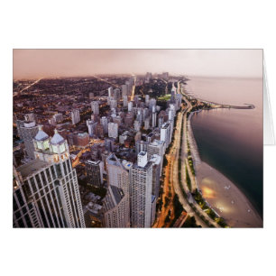 USA, Illinois, Chicago, flygvy över Sjö Hälsningskort