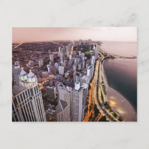 USA, Illinois, Chicago, flygvy över Sjö Vykort