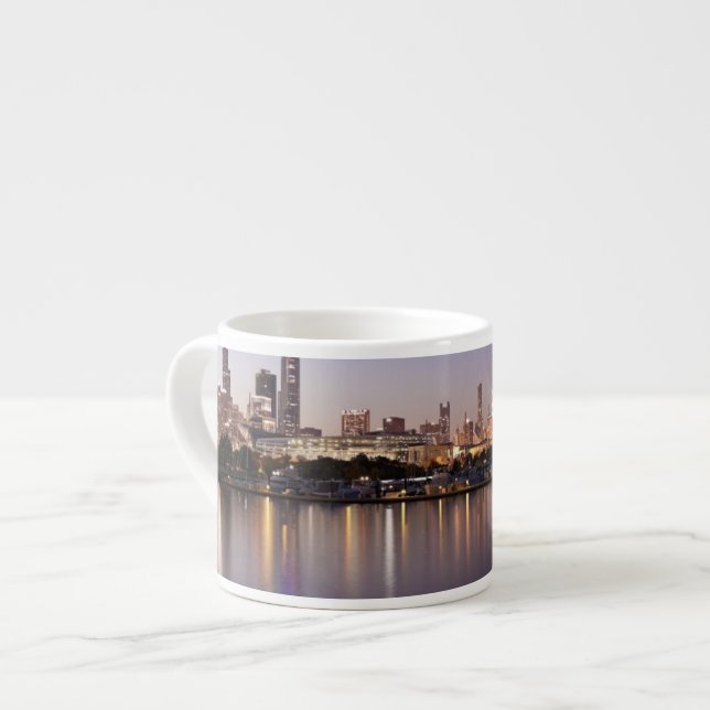 USA Illinois, Chicago horisont på skymningen Espressomugg (Framsida vänster)