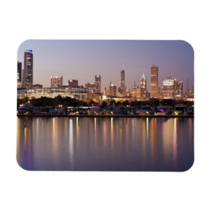 USA Illinois, Chicago horisont på skymningen Magnet