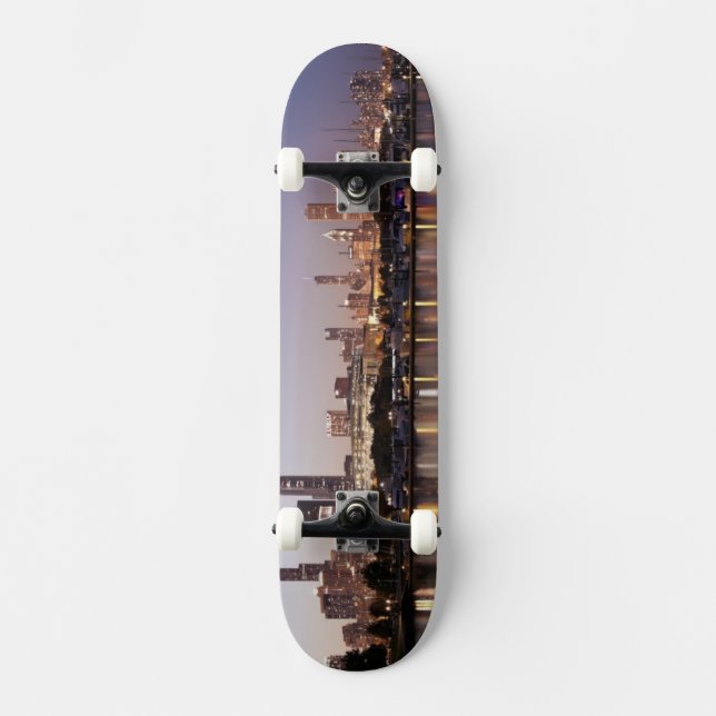 USA Illinois, Chicago horisont på skymningen Skateboard Bräda 20,5 Cm (Framsida)