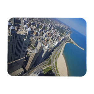 USA Illinois, Chicago kust som ses från Hancock Magnet