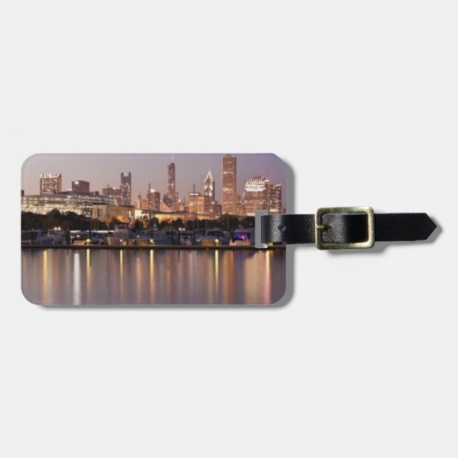 USA, Illinois, Chicago skyline vid dusk Bagagebricka (Horisontell Framsida)