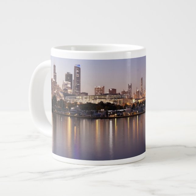 USA, Illinois, Chicago skyline vid dusk Jumbo Mugg (Framsida vänster)