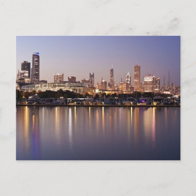 USA, Illinois, Chicago skyline vid dusk Vykort (Framsida)