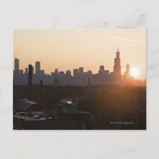 USA, Illinois, Chicago skyline vid soluppgång Vykort