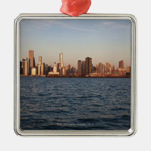 USA Illinois, Chicago, stadshorisont över sjön Julgransprydnad Metall