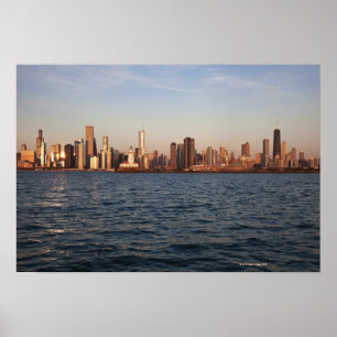 USA Illinois, Chicago, stadshorisont över sjön Poster