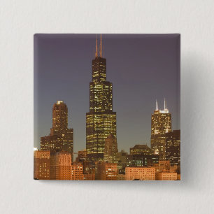 USA, Illinois, Chicago: Stadssiluett / Kväll Knapp