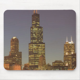 USA, Illinois, Chicago: Stadssiluett / Kväll Musmatta