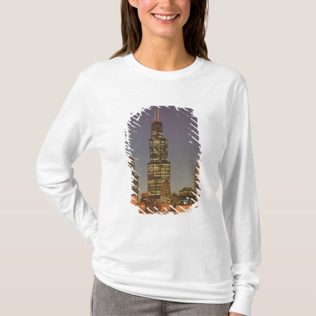 USA, Illinois, Chicago: Stadssiluett / Kväll Tee (Framsida)