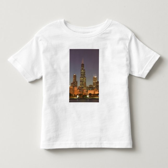 USA, Illinois, Chicago: Stadssiluett / Kväll Tee (Framsida)