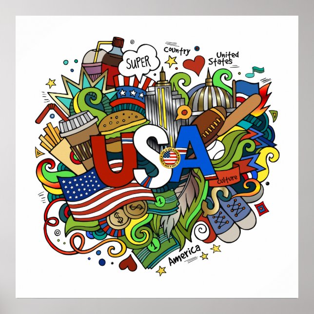 USA Illustration Art Poster (Framsidan)