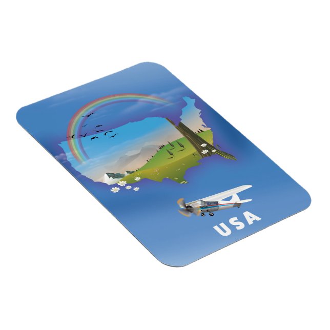 USA Illustrerad resaffisch Magnet (Högersidan)