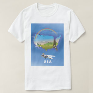 USA Illustrerad reseaffisch T Shirt