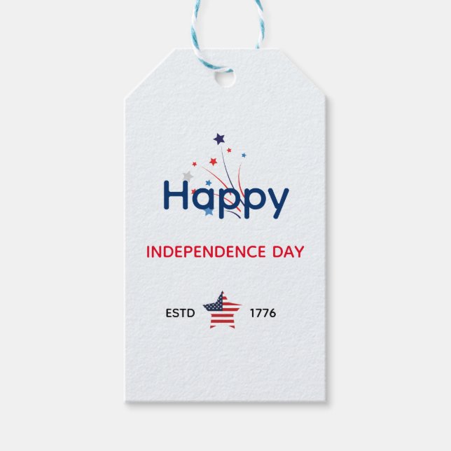 USA Independence day 4 juli Hälsning Presentetikett (Framsidan)