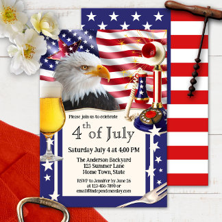 USA Independence day 4 juli Party Inbjudningar