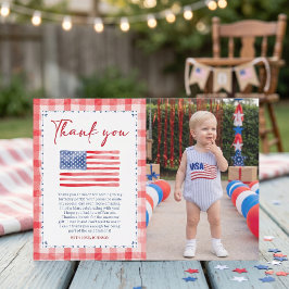USA Independence Day Birthday Photo Thank You Card Tack Kort