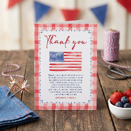 USA Independence Day Birthday Thank You Card Tack Kort