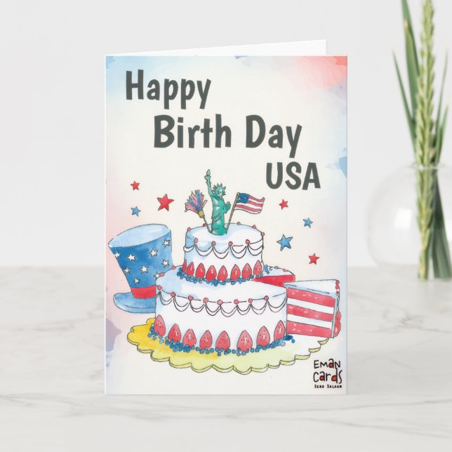 USA Independence Day - Cake Kort (Framsida)