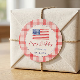 USA Independence Day Themed Birthday Sticker Runt Klistermärke