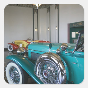 USA, Indiana, Auburn: Auburn, Cord, Duesenberg 3 Fyrkantigt Klistermärke