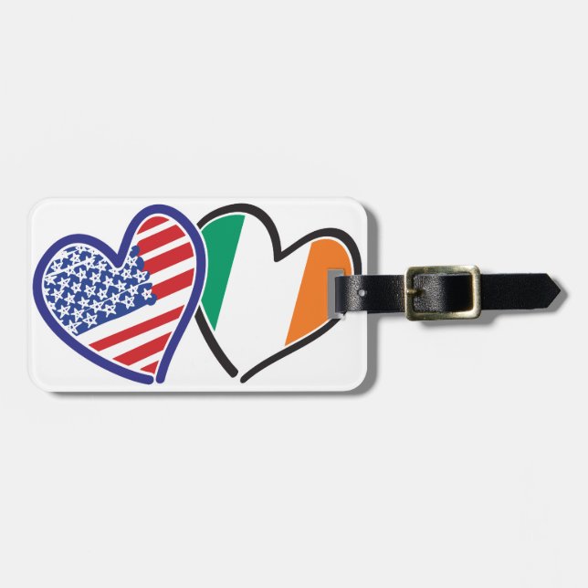 USA Ireland Heart Flaggor Bagagebricka (Horisontell Framsida)