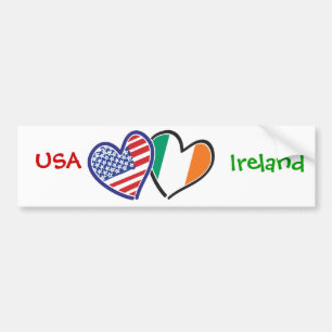 USA Ireland Heart Flaggor Bildekal