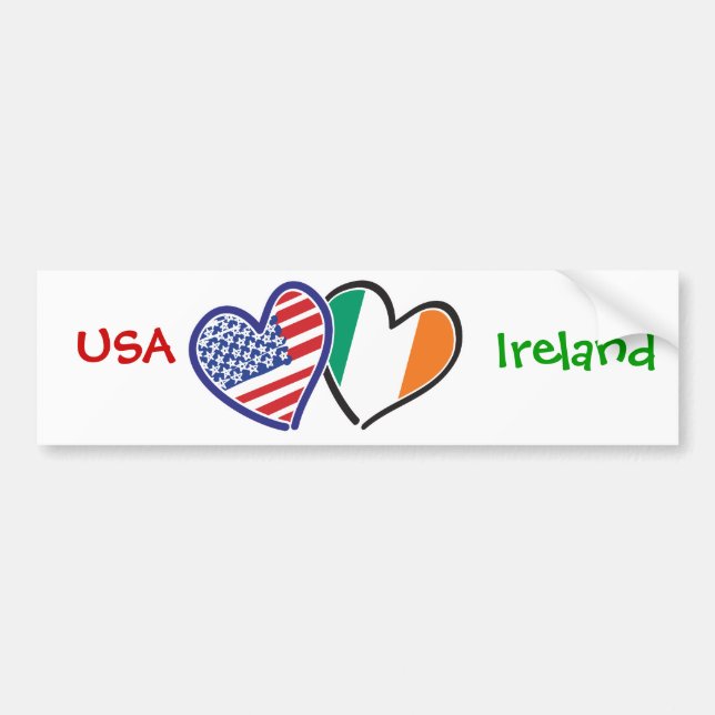 USA Ireland Heart Flaggor Bildekal (Framsidan)