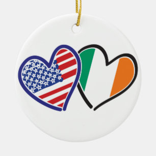 USA Ireland Heart Flaggor Julgransprydnad Keramik