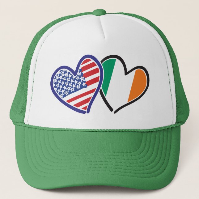 USA Ireland Heart Flaggor Keps (Framsida)