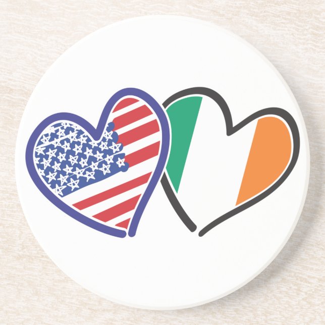 USA Ireland Heart Flaggor Underlägg Sandsten (Framsidan)