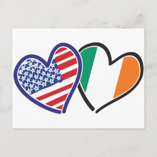 USA Ireland Heart Flaggor Vykort