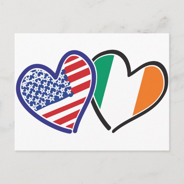 USA Ireland Heart Flaggor Vykort (Framsida)