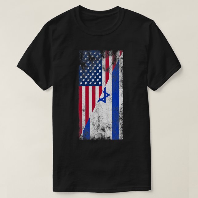 USA Israel Flaggor - Förenta staterna, Israel T Shirt (Design framsida)