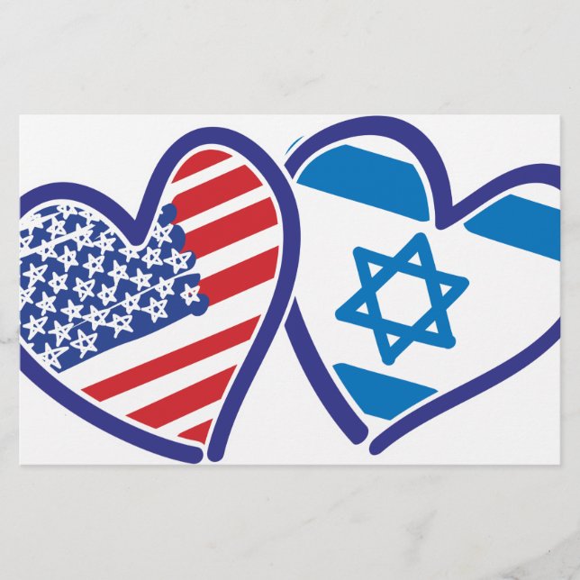 USA Israel Heart Flagga Brevpapper (Framsida)