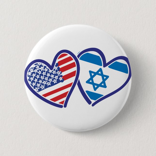 USA Israel Heart Flagga Knapp (Framsida)