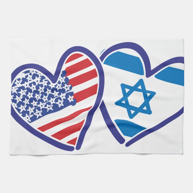 USA Israel Heart Flagga Kökshandduk (Horisontell)