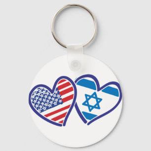 USA Israel Heart Flagga Nyckelring