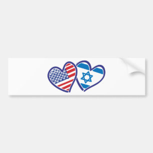 USA Israel Heart Flaggor Bildekal