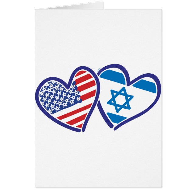 USA Israel Heart Flaggor Hälsningskort (Framsidan)