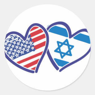 USA Israel Heart Flaggor Runt Klistermärke