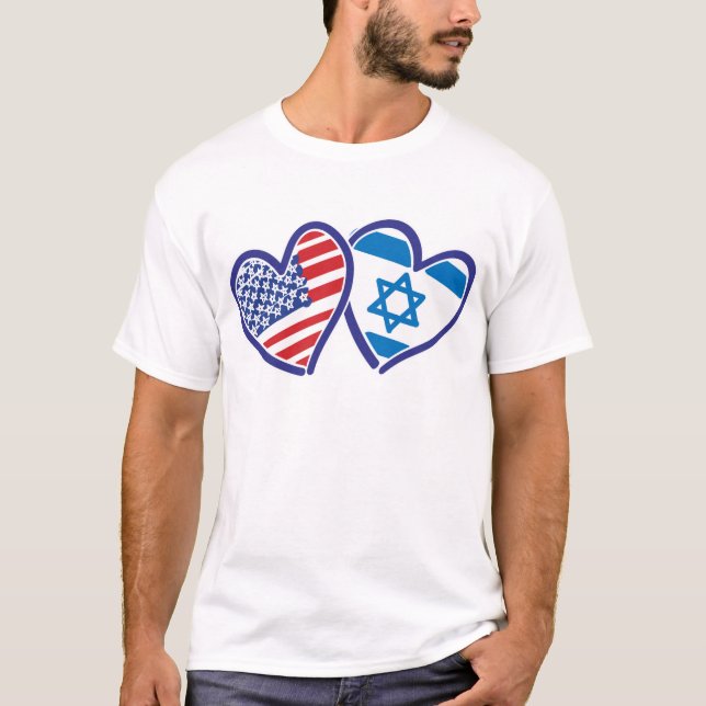 USA Israel Heart Flaggor Tee (Framsida)