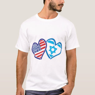 USA Israel Kärlek Hearts T Shirt