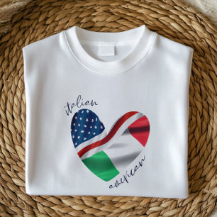 USA Italien Flagga Heart Italienskt amerikanskt T Shirt