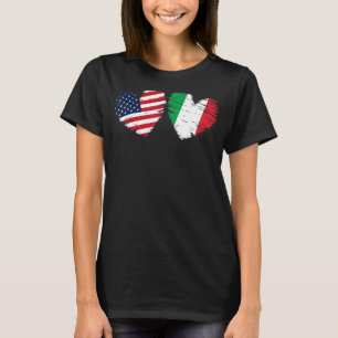 USA Italien Flagga Heart Valentines day Italienska T Shirt